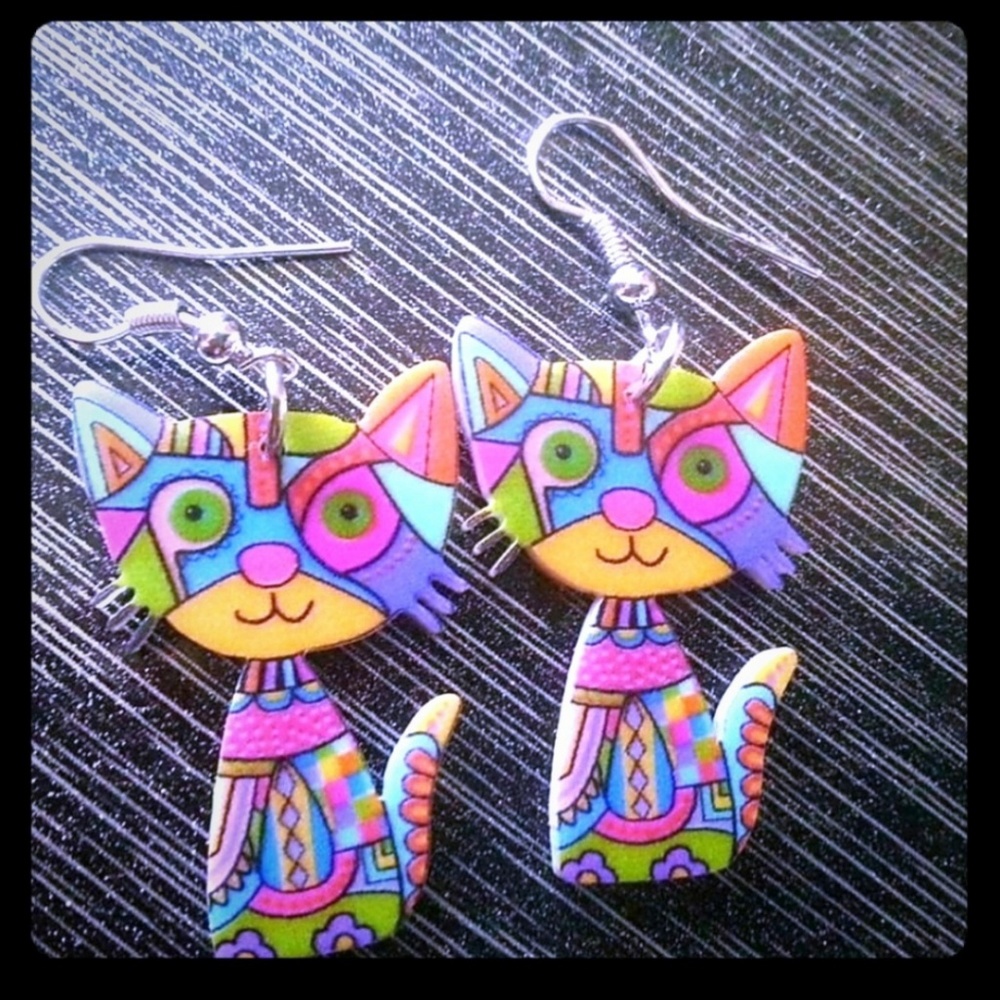 Colorful Cat Earrings